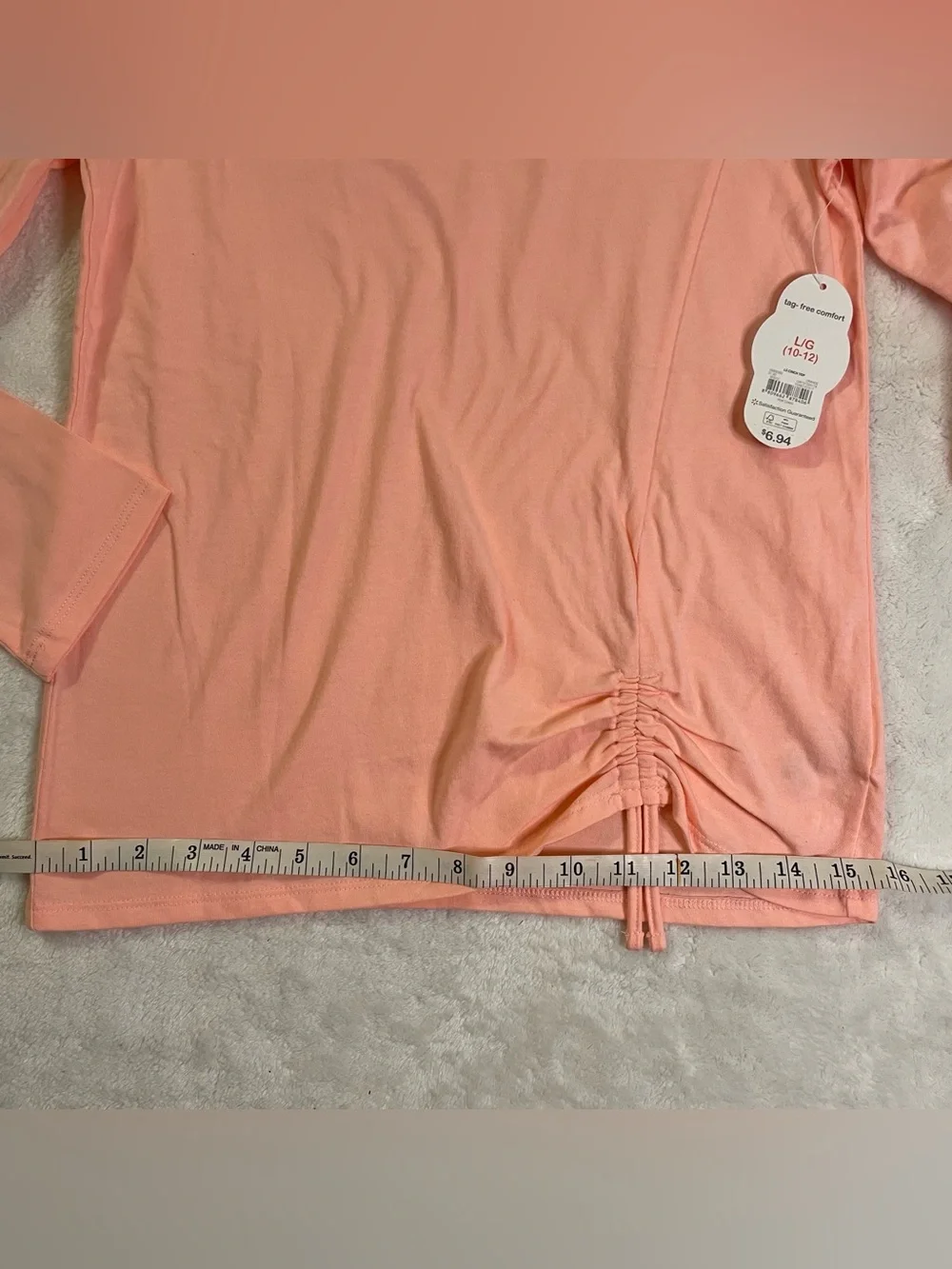 NWT Wonder Nation Peach Cotton Blend Long Sleeve size GIRLS Large